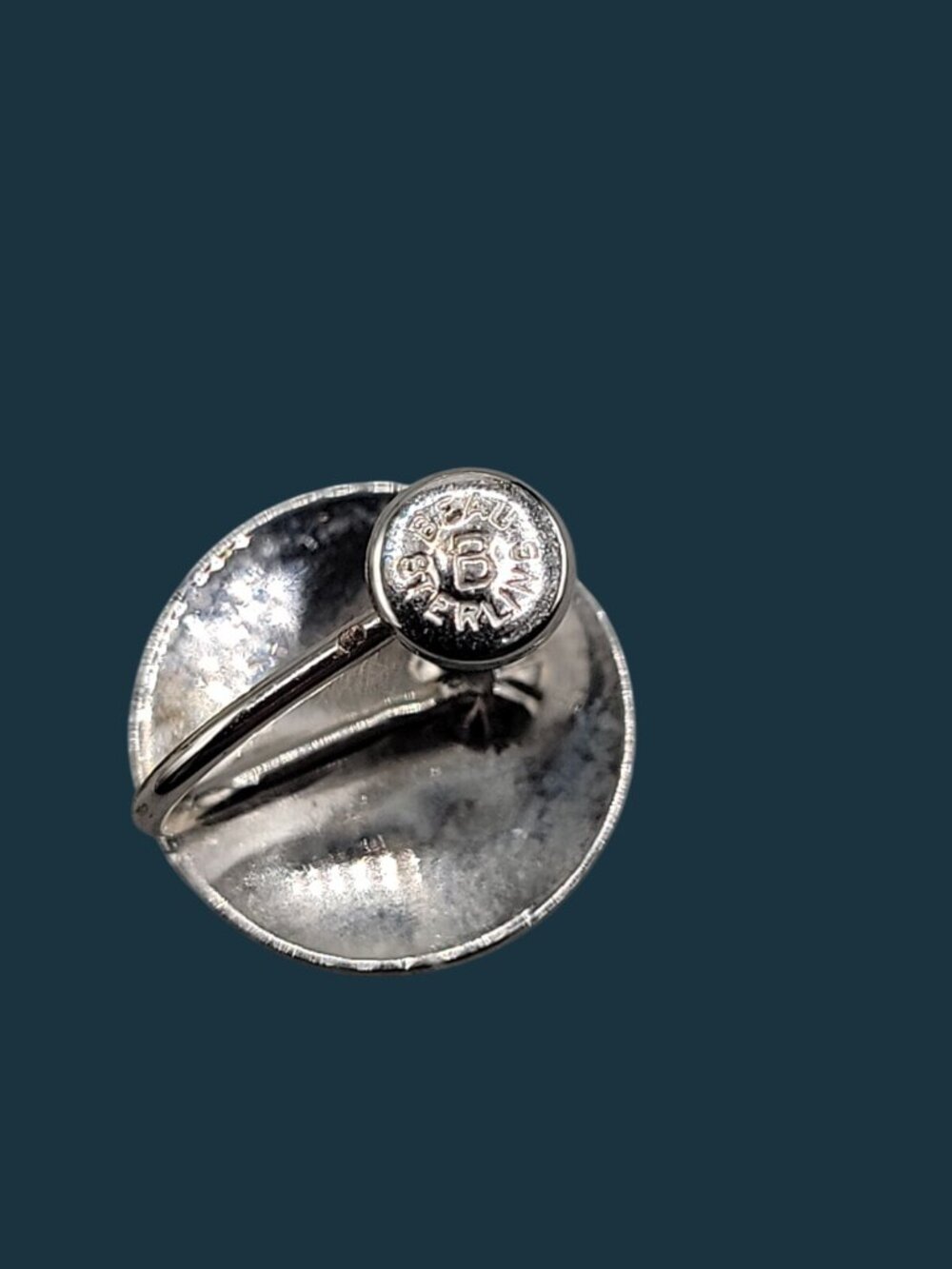 Vintage Beau Sterling Silver Circle Screw Back Earrings Signed 1950s 925 Casual - Picture 8 of 9